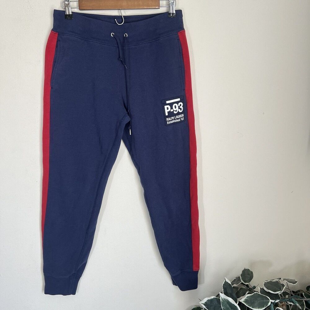 Polo Ralph Lauren Womens Blue Red Knit Jogger Sweatpants Size S P93 Pockets
